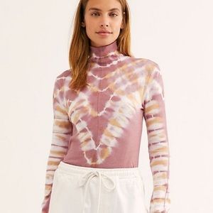 Free People Psychedelic Jersey Tie Dye Turtleneck in Pink
